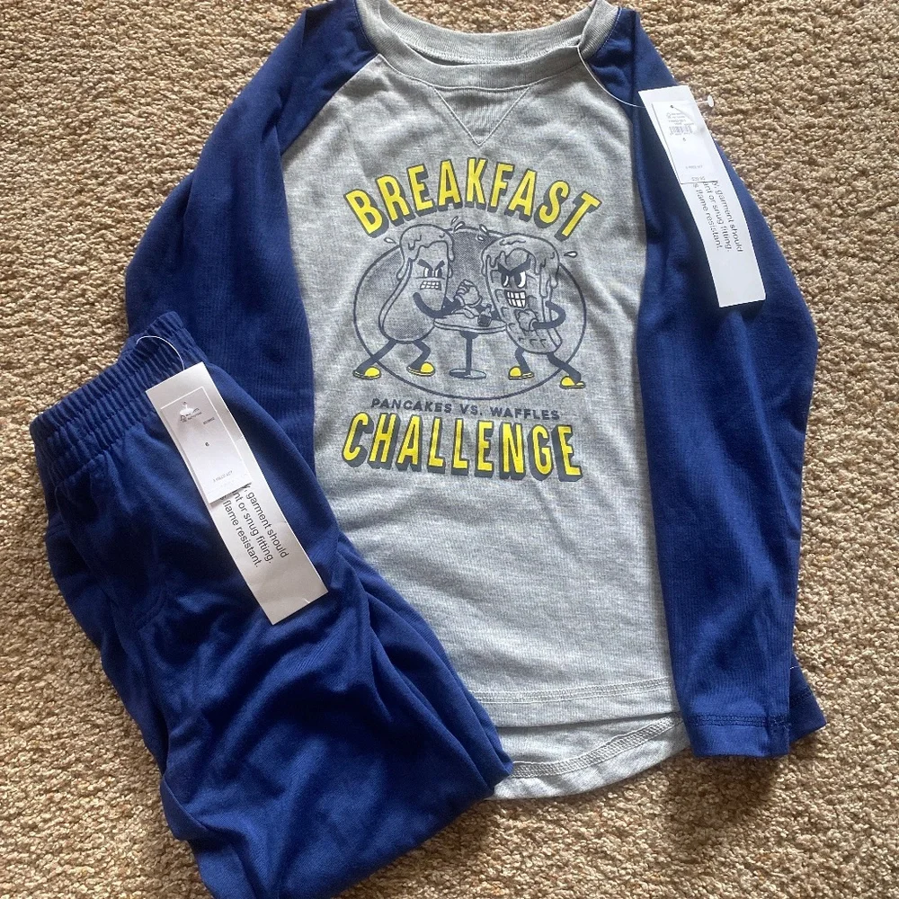 NWT  Kids 100% Recycled Graphic Raglan PJ Set, sz 6